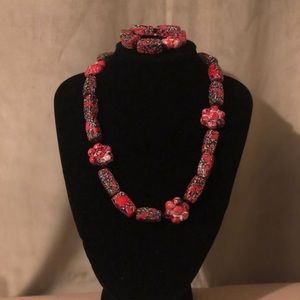 Two piece set African beads- necklace and bracelet